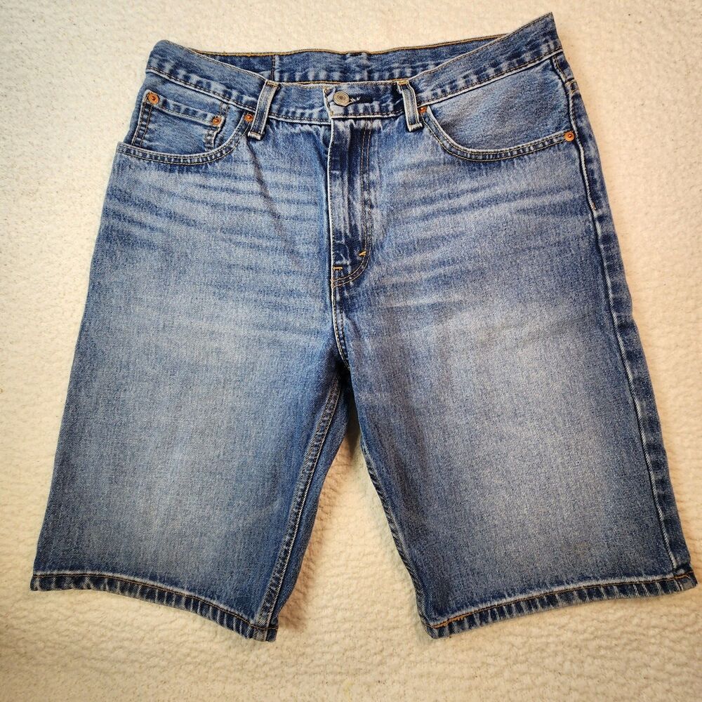 Levis Mens Denim Shorts Size 33 Medium Wash Blue Jean Jorts 5 Pocket Outdoor